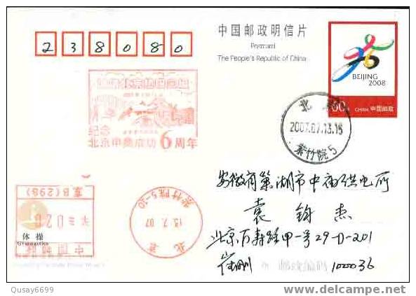 Beijing 2008 Olympic Games´ Postmark,The Sixth Anniversary Of Beijing’s Successful Bidding For The 2008 Olympic Games - Sommer 2008: Peking