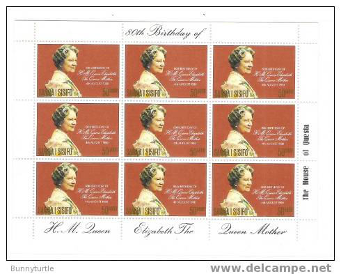 Samoa 1980 Queen Mother Elizabeth Birthday Sheet MNH - Samoa