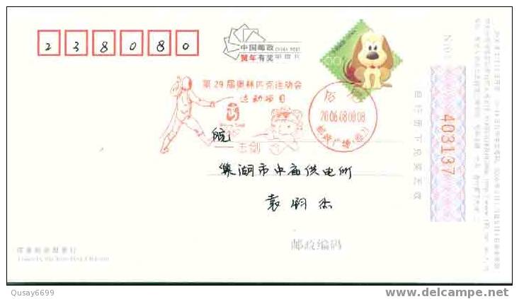 Beijing 2008 Olympic Games´ Postmark, The Mascots Of The Games Of The XXIX Olympiad--fencing - Verano 2008: Pékin