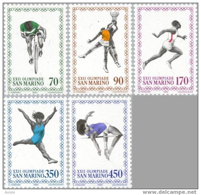 San Marino 1980 Yvertn° 1013-17 *** MNH J.O. Moscou O.S. - Neufs