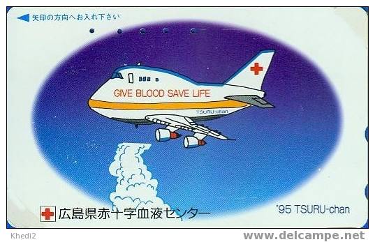 Télécarte Japon - CROIX ROUGE Avion / Don Du Sang - RED CROSS Plane Japan Phonecard / Give Blood - ROTES KREUZ - 15 - Avions