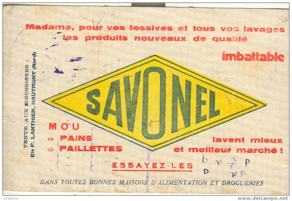 Buvard SAVONEL - Savon - !! Traces Encre + Légère Déchirure - S