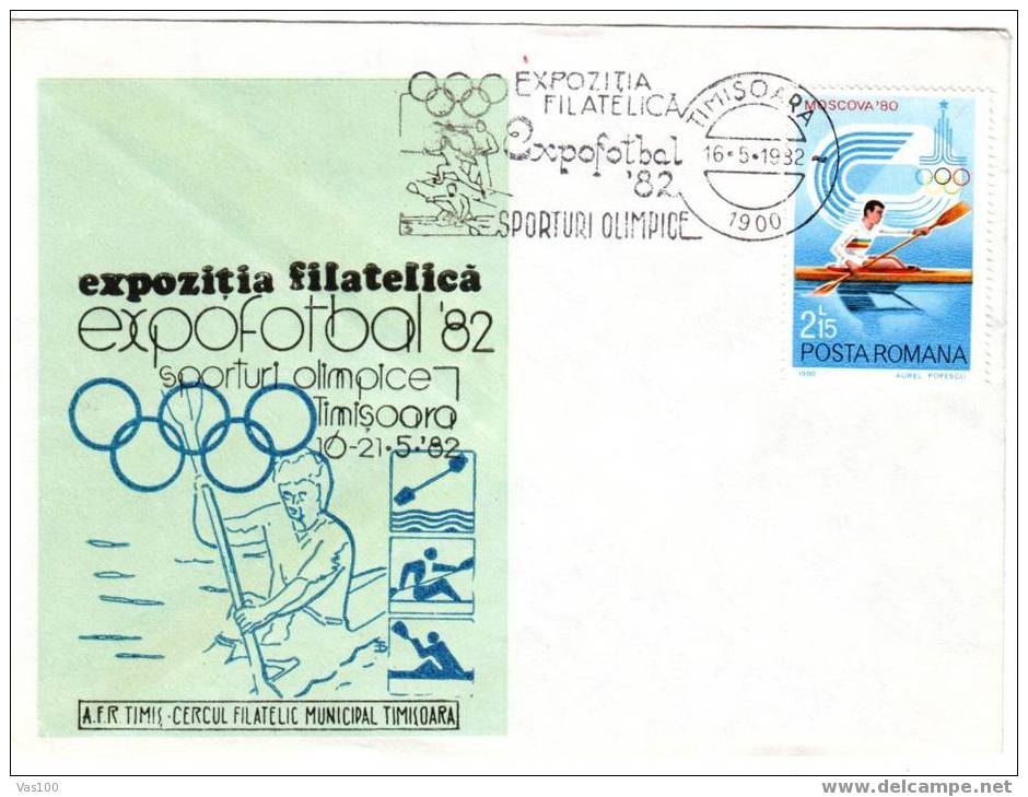 Romania  1982,OLYMPIC GAMES , Rowing RARE COVER + PMK. - Canoa