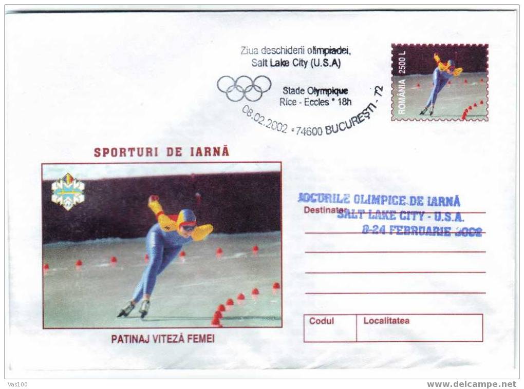 Romania Very Rare Stationery  2002 Salt Lake City,SKATING . - Winter 2002: Salt Lake City