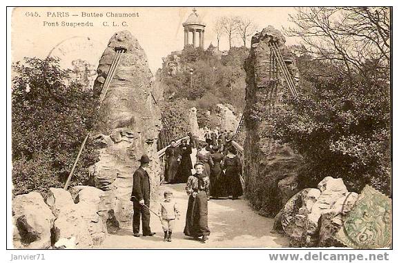 Paris : Buttes Chaumont Pont Suspendu . - Arrondissement: 03