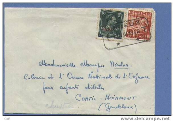 724T+762 Op EXPRES-brief Met Telegraafstempel ESNEUX, Als Aankomst Spoorwegstempel CHASTRE - 1948 Exportation