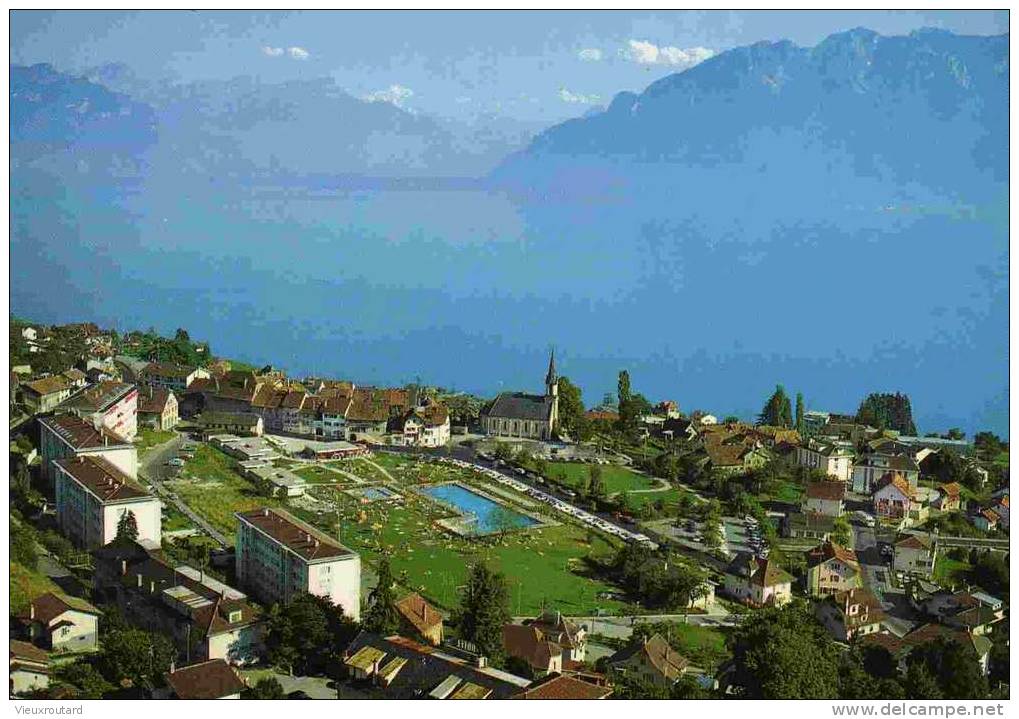 CPSM. CHEXBRES. (BALCON DU LEMAN) AVEC AU FOND A DROITE,LES ALPES DE SAVOIE. - Chexbres