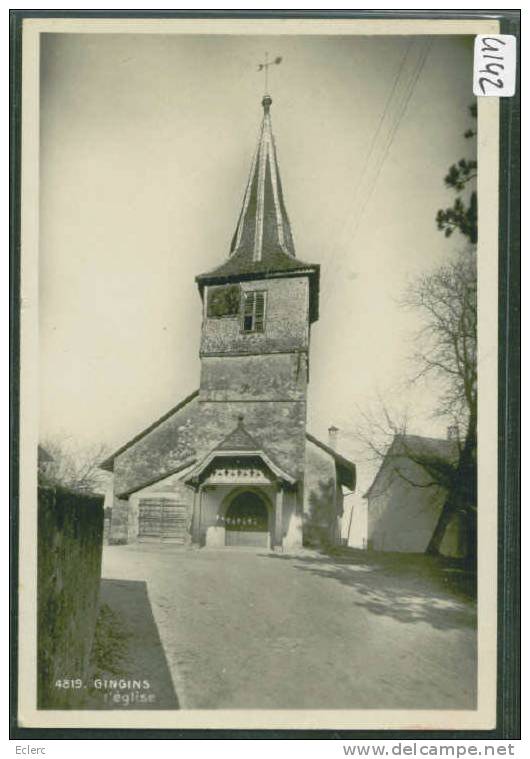 DISTRICT DE NYON /// GINGINS - L'EGLISE  - TTB - Gingins