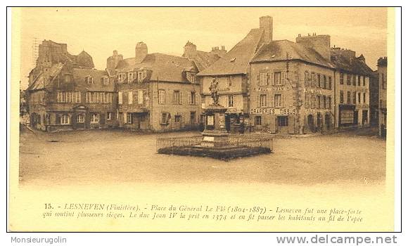 29) FL) LESNEVEN, Place Du Général Le Flo, N° 15 Artaud édit, Carte Bistre - Lesneven