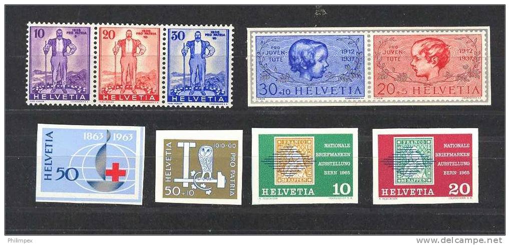 SWITZERLAND, SHEETLET STAMPS GROUP 1963-65 NEVER HINGED - Collections