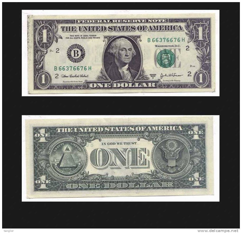 1 DOLLAR SERIES 2003 A N° B 66376676 H - Federal Reserve Notes (1928-...)