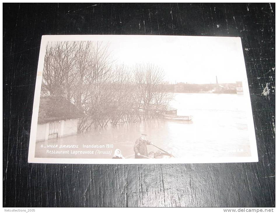 VILLA DRAVEIL INONDATION 1910 RESTAURANT LAPREUVOTE - 91 ESSONNE - Carte Postale De France - Draveil