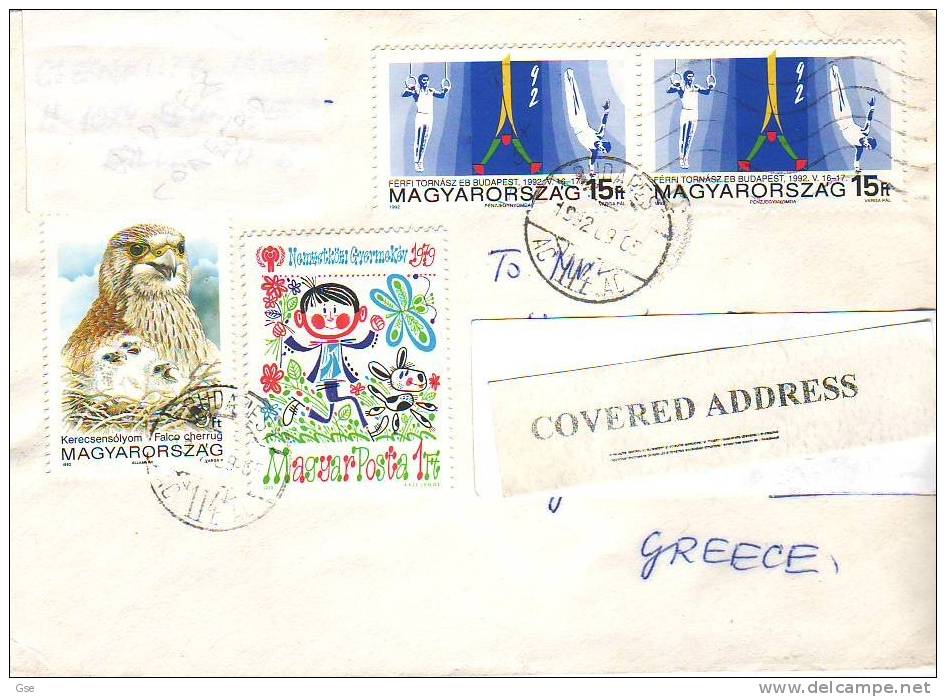 UNGHERIA 1992 - Lettera Per La Grecia - Marcophilie