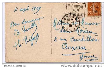 BELLE COTE  DAGUIN DE SALLANCHE  SUR CARTE POSTALE DE  CHAMONIX  ARRIVEE A AUXERRE - Cartas & Documentos