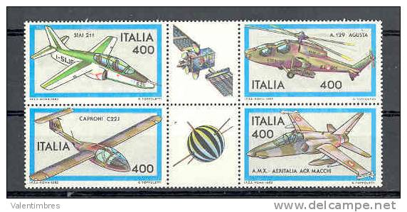 Hélicoptère Avions **  Italie 1566/69 En Bloc De 4 Timbres + 2 Vignettes - Hubschrauber