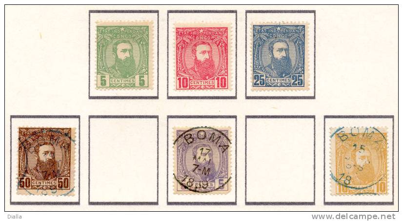 Congo Belge °1887 COB (6 - 7 - 8  MH *) + (9 - 11 - 13 Obl.) Cote € 1249,00 - 1884-1894