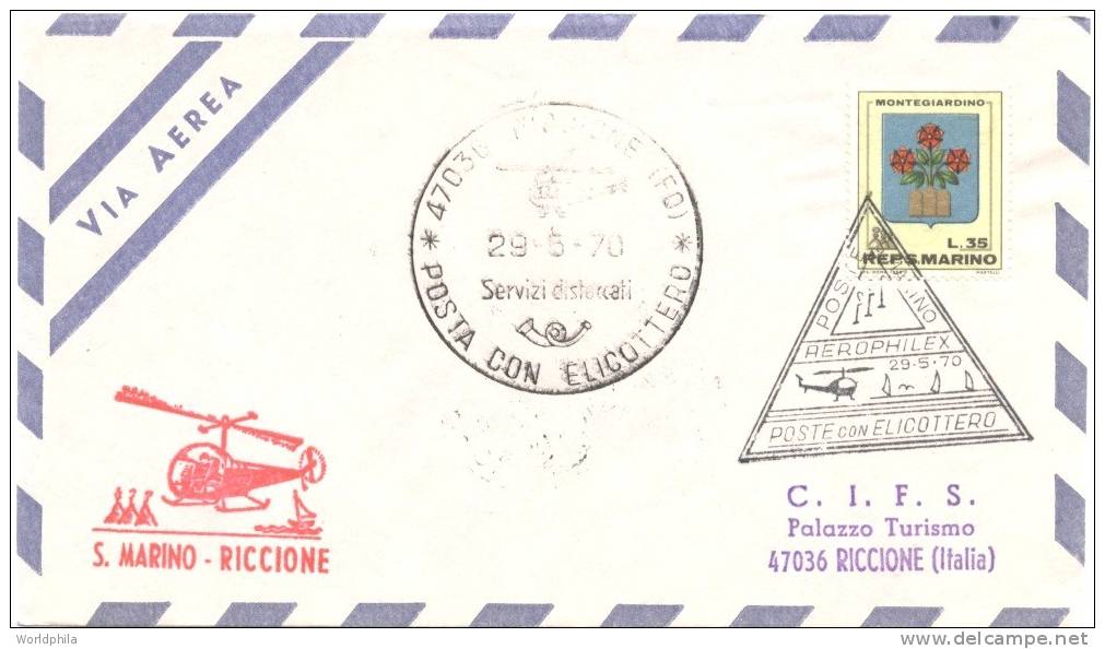 Helicopter Flight San Marino-Riccione, "Aerophilex" Cover 1970 - Helikopters
