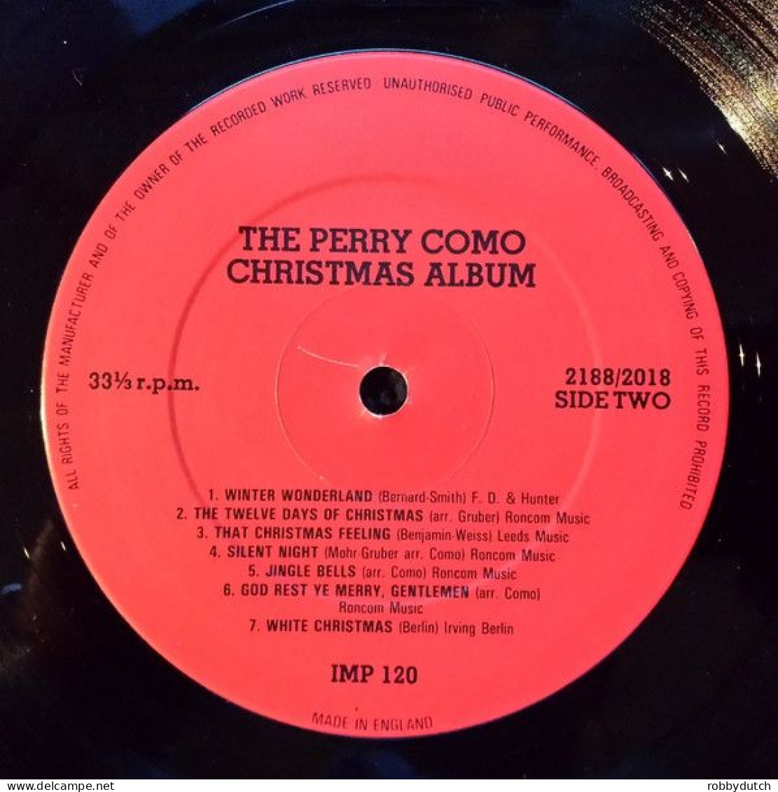 * LP * THE PERRY COMO CHRISTMAS ALBUM (England 1980 EX) - Christmas Carols
