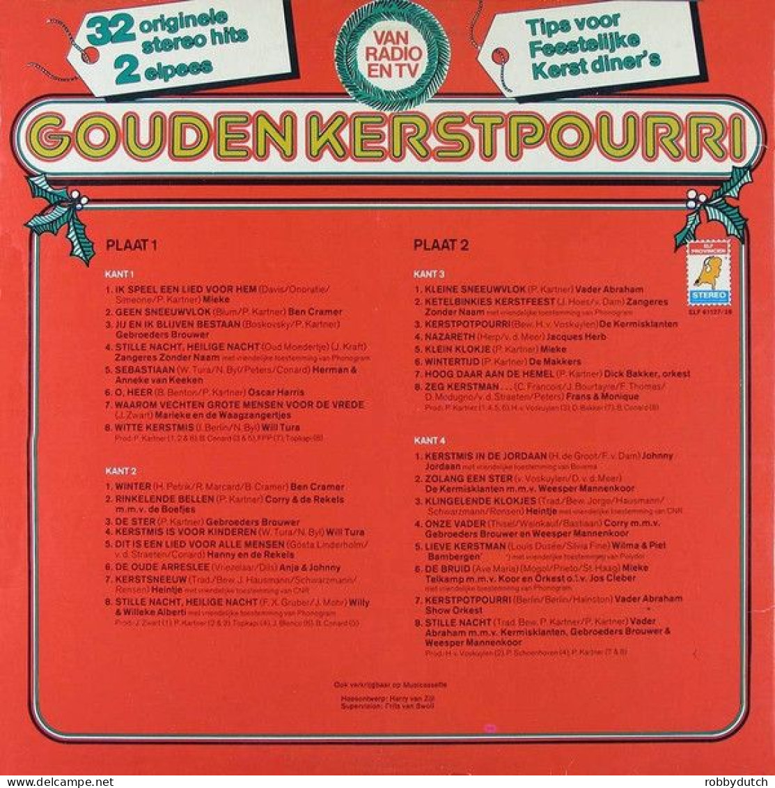 * 2LP * GOUDEN KERSTPOURRI - DIVERSE ARTIESTEN (Holland 1975 EX-) - Christmas Carols
