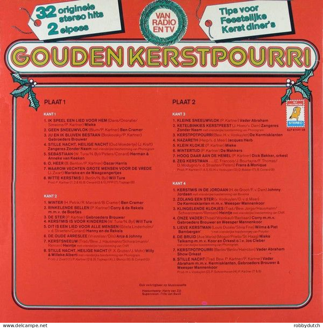 * 2LP * GOUDEN KERSTPOURRI - DIVERSE ARTIESTEN (Holland 1975 EX-) - Canzoni Di Natale