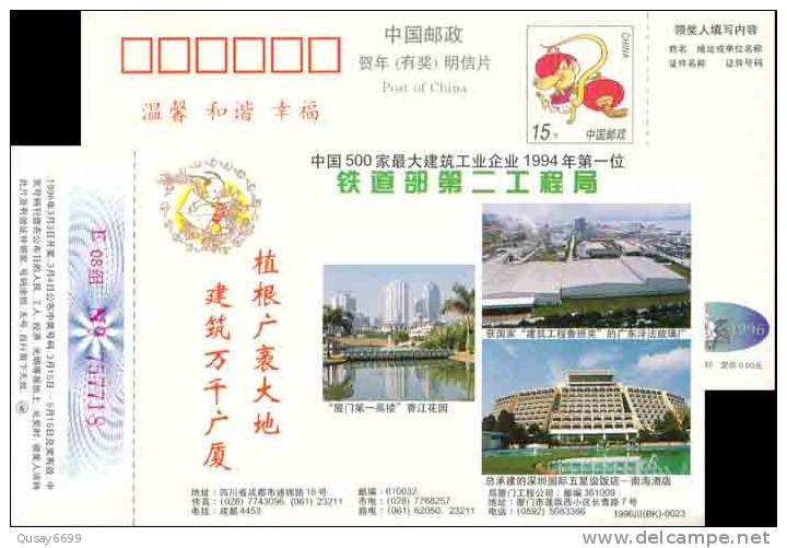 Hotel, Building, Railway Project CO. AD , , Pre-stamped Postcard,  Postal Stationery - Hotels, Restaurants & Cafés