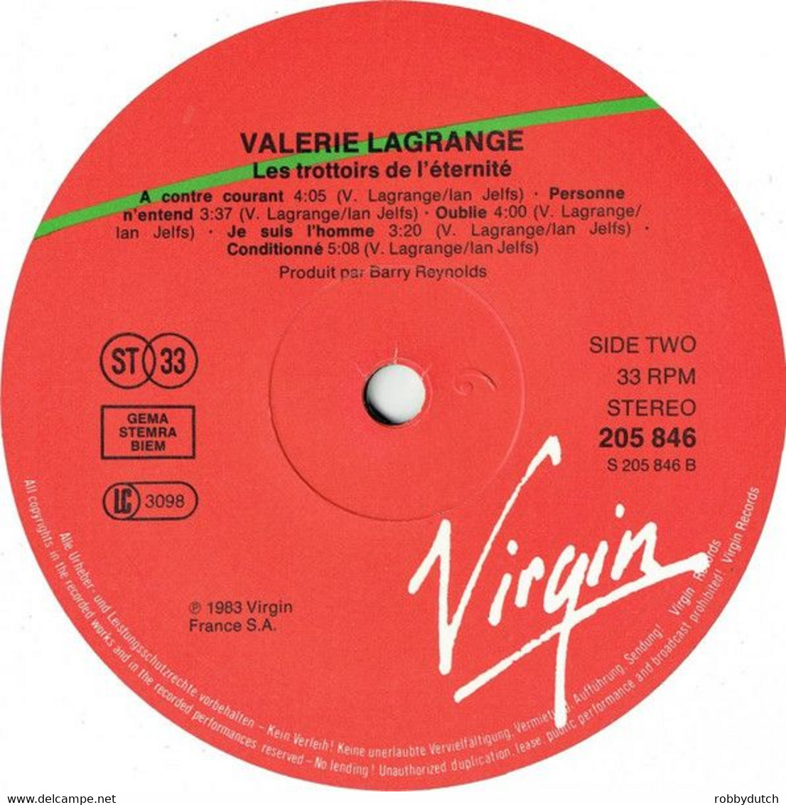 * LP * VALERIE LAGRANGE - LES TROTTOIRS DE L'ÉTERNITÉ (1983 Ex!!!) - Rock