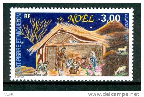 SAINT-PIERRE-ET-MIQUELON, 1997, N° 662**, (Yvert Et Tellier), Noël, La Crèche - Unused Stamps