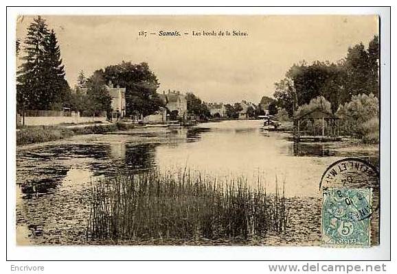 Cpa SAMOIS Les Bords De Seine - Hotel Embarcadere Bateau N°187 - Samois