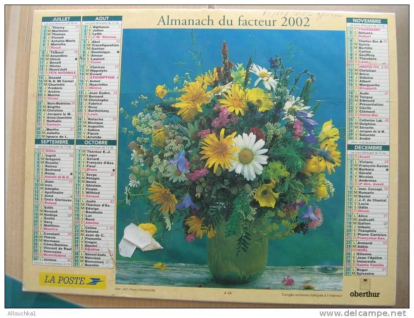 CALENDRIER ALMANACH DES  P.T.T DE 2002  / BOUQUETS DE FLEURS - Grand Format : 2001-...