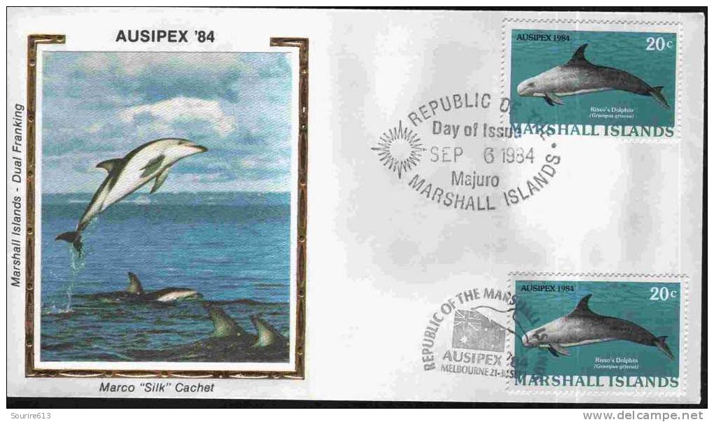 Fdc Marshall Islands 1984 Mammifères Marins Dauphins - Dolphins