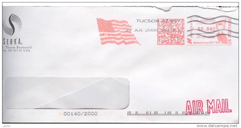 USA Flag Slogan Cancellation - Neopost Meter - Ema - Enveloppes