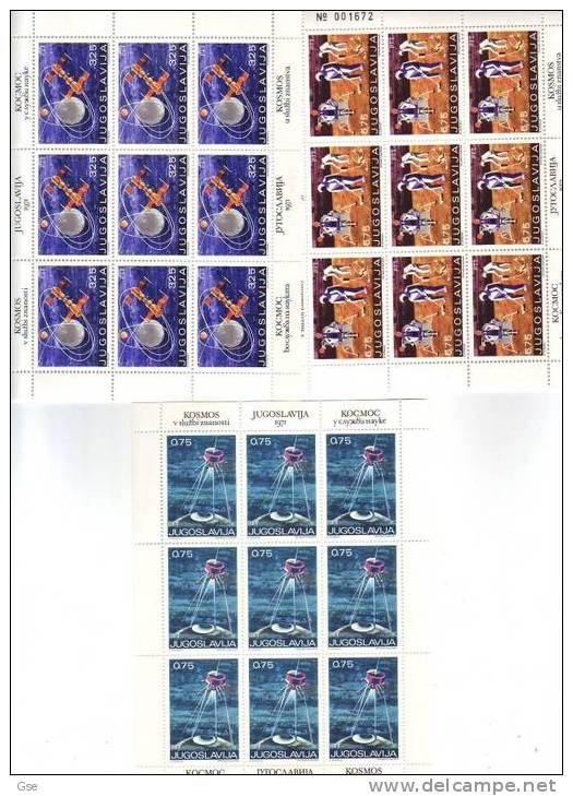 YUGOSLAVIA 1971 -  Yvert 1294/99** Blocco Di 9 - Spazio - Blocks & Sheetlets