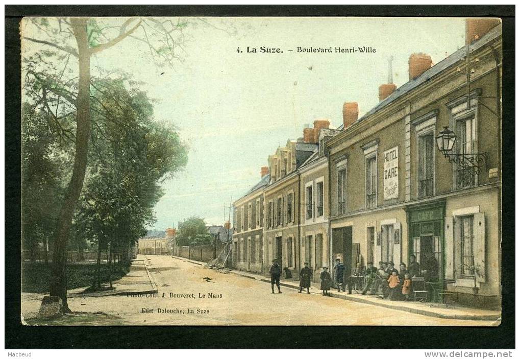 72 - LA SUZE - Boulevard Henri Wille - ANIMATION DEVANT LE CAFE DE LA GARE - La Suze Sur Sarthe