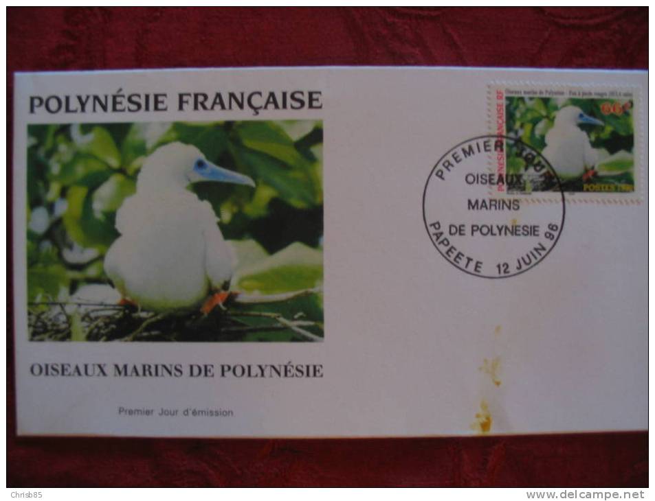 OBLITERATION OISEAU POLYNESIE FRANCAISE 1996 1ER JOUR - Mouettes