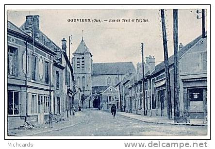 CPA 60 GOUVIEUX - Rue De Creil Et L Eglise - Gouvieux