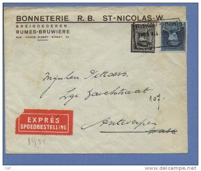 320+384 Op EXPRES-brief Met Telegraafstempel ST-NICOLAAS - 1931-1934 Kepi