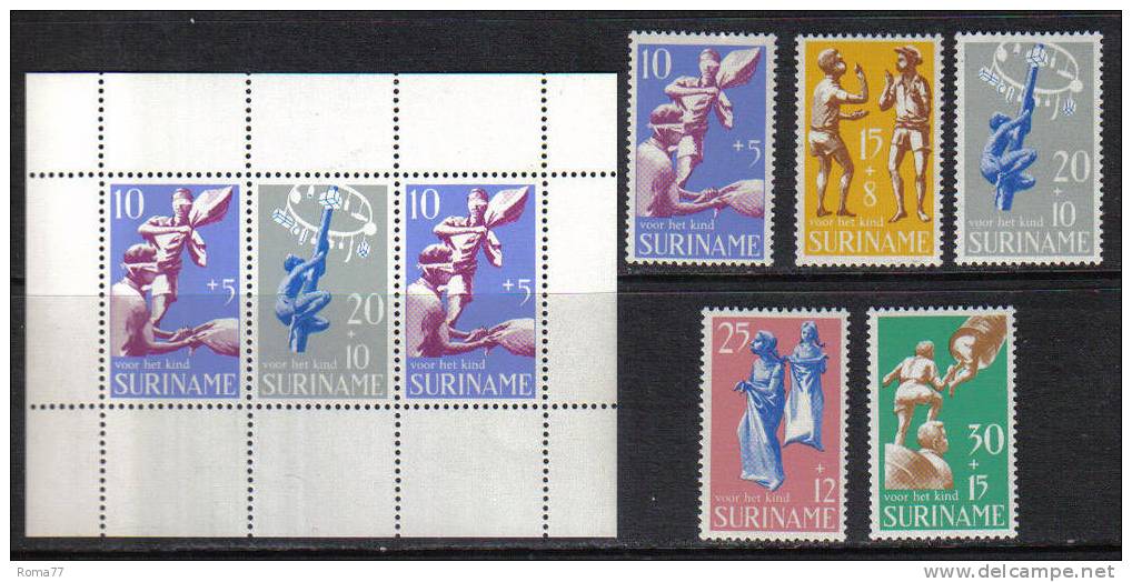 PD243 - SURINAME ,  Serie Yvert 502/506 + BF 9 ***   Infanzia - Surinam ... - 1975