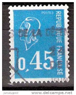 Timbre France Y&T N°1663 (01) Obl.  Marianne De Béquet.  0 F.45 Bleu. Cote 0,15 € - 1971-1976 Marianne Van Béquet