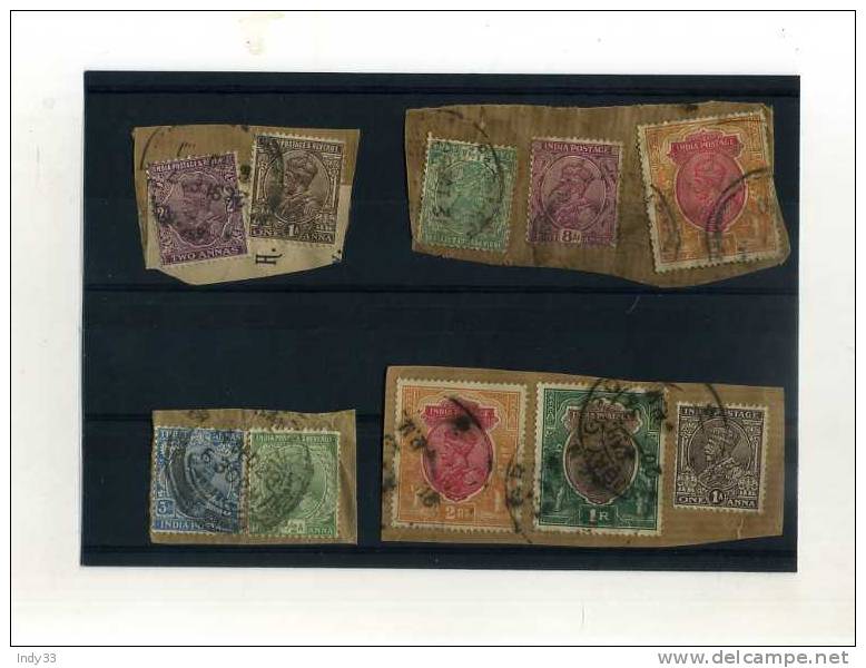 - INDES ANGLAISES .  ENSEMBLE DE TIMBRES SUR FRAGMENTS DE GEORGE V - 1911-35 Koning George V