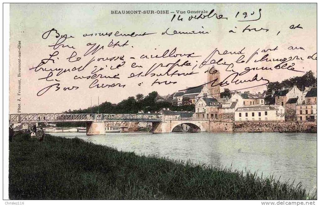 95 BEAUMONT SUR OISE Vue Générale Beau Plan Couleur 1905 - Beaumont Sur Oise