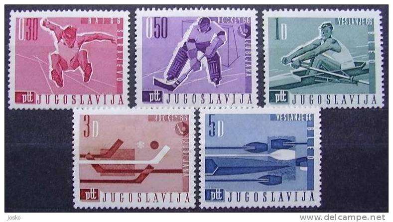 ROWING - 2. Pcs.  &  HOCKEY - 2. Pcs.  &  ATHLETICS - 1. Pcs. ( Yugoslavia Mint Set ) - Balkans Games 1966. - Canottaggio