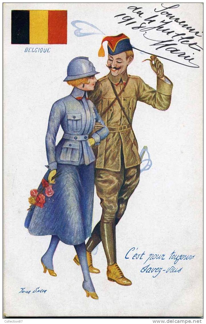 PATRIOTIQUE 1914-1918 Par X. SAGER - FEMME - BELGIQUE - ENTENTE Des ALLIES - SERIE 24 N° 116 - MILITAIRE - CASQUE - Sager, Xavier