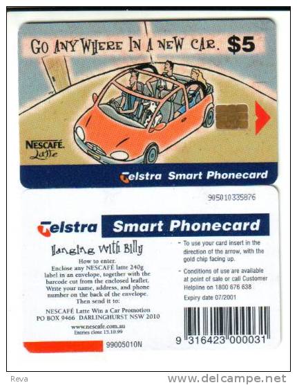 AUSTRALIA $5  NESCAFE  AD CARD  CAR COMPETITION  CHIP  CODE : 99/10N ED.07/01 READ DESCRIPTION !! - Australie