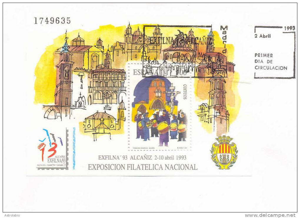 Espagne FDC 1993 " Procession De La Semaine Sainte, à Alcañiz " Yvert Bloc 59 - Pâques