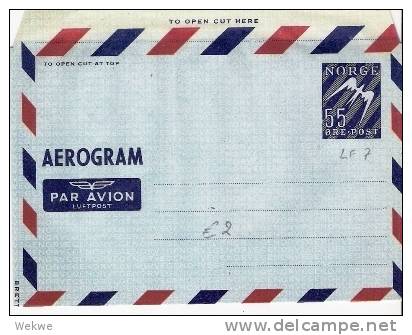 N134/- NORWEGEN -  Aerogram LF 7. Stilisierter Vogel Im Flug - Covers & Documents