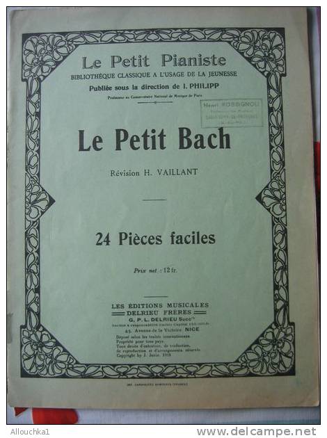 PARTITION MUSIQUE BIBLIOTHEQUE CLASSIQUE USAGE DE LA JEUNESSE 28 PAGES PETIT PIANISTE 24 PIECES FACILES EDI DELRIEU 1919 - A-C