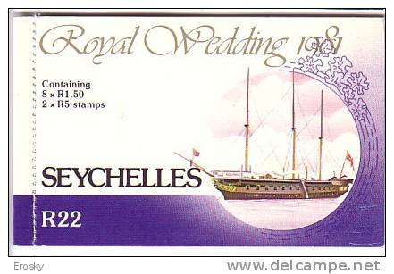 E0002 - SEYCHELLES Yv N°491/92 ** MARIAGE ROYAL CARNET - Seychelles (1976-...)