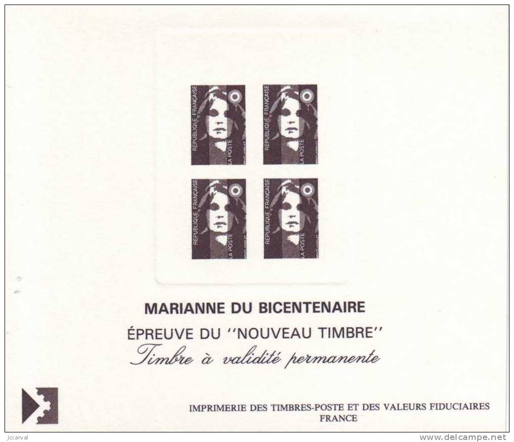 Epreuve Marianne De Briat Sans Valeur Indiquée - 1989-1996 Marianne (Zweihunderjahrfeier)