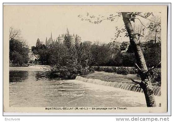 Cpa MONTREUIL BELLAY Paysage Sur Le Thouet -chateau - M Chretien -emiche - Hirondelle - Montreuil Bellay