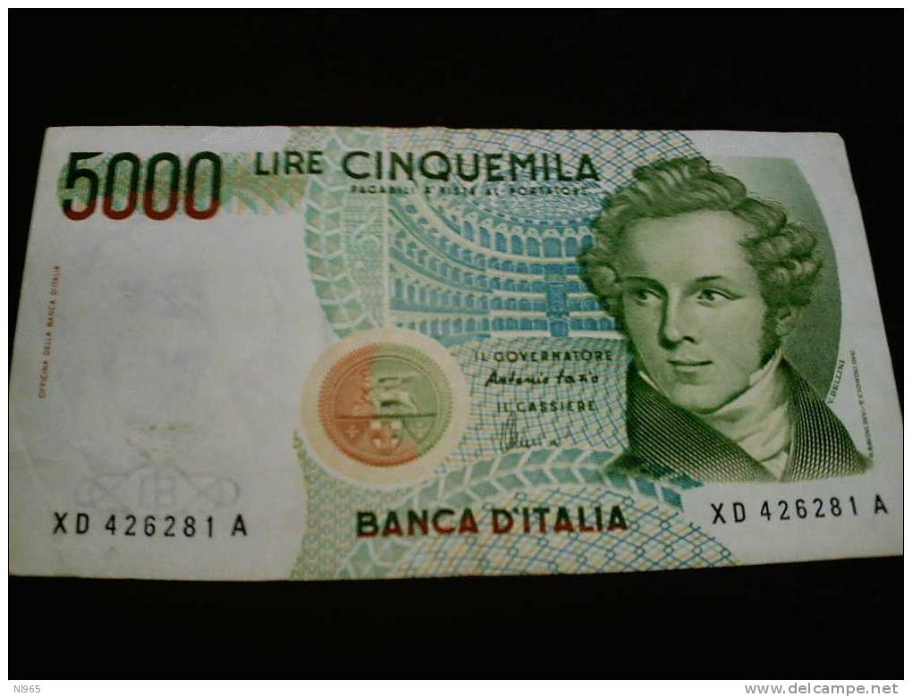 REPUBBLICA ITALIANA - BANCA D´ ITALIA - BANCONOTA DA LIRE 5000 SOSTITUTIVA CON LA " X " - 5.000 Lire